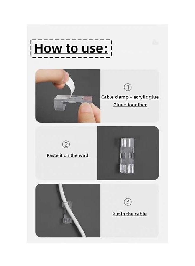 YJ 60PCS adhesive cable clamp clear, strong wire organizer, desk, car, PC, Christmas lights indoor/outdoor - Image 4